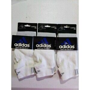 Vintage Adidas 3 Pair Men’s Quarter Socks 10-13 White Made In USA NOS Classics